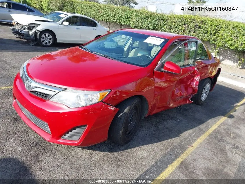 2012 Toyota Camry Le VIN: 4T4BF1FK5CR160847 Lot: 40363838