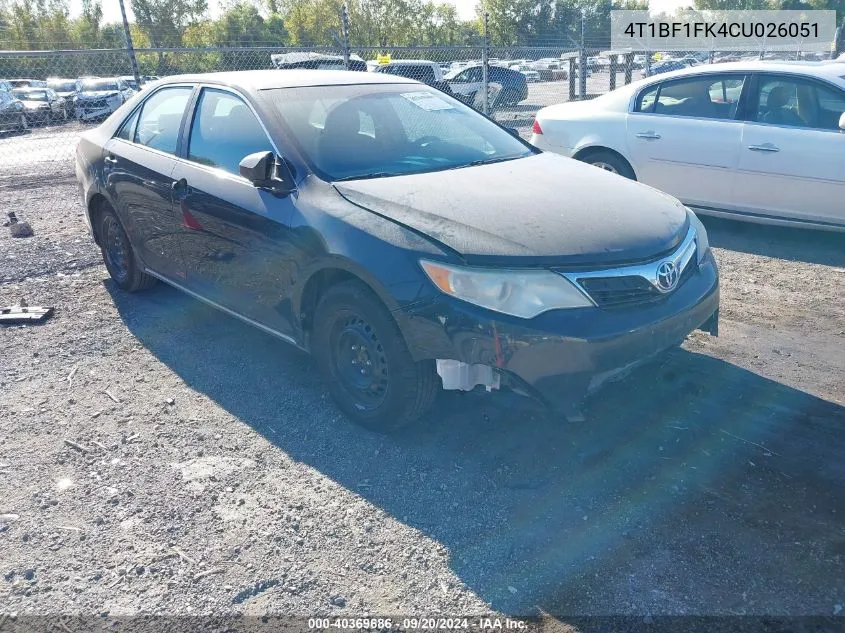 2012 Toyota Camry Le VIN: 4T1BF1FK4CU026051 Lot: 40369686