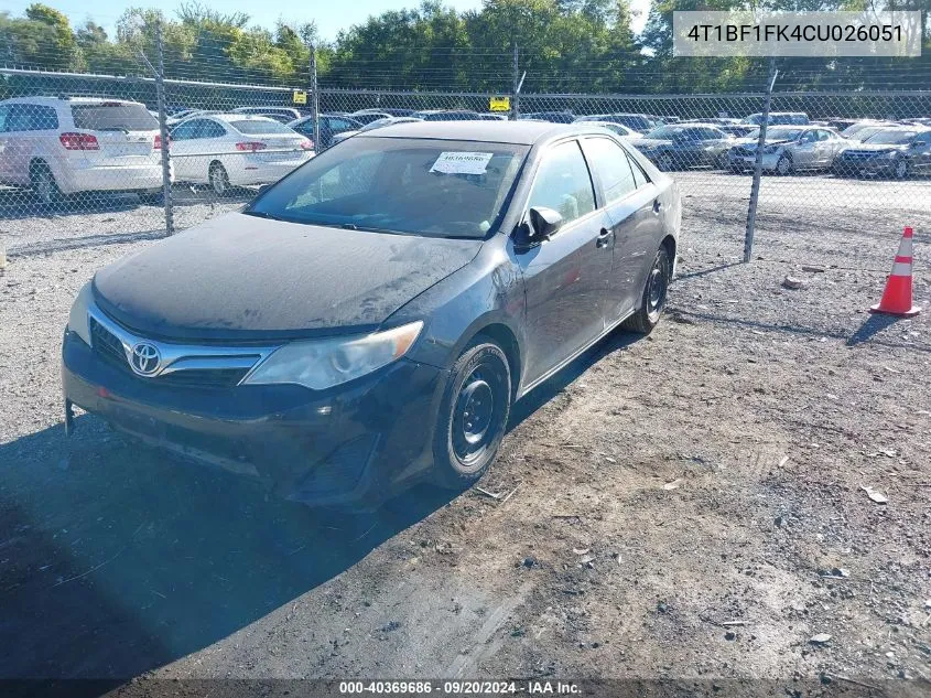 2012 Toyota Camry Le VIN: 4T1BF1FK4CU026051 Lot: 40369686