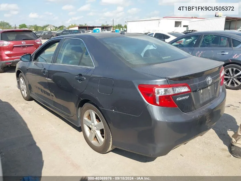 2012 Toyota Camry Se VIN: 4T1BF1FK9CU505372 Lot: 40369976