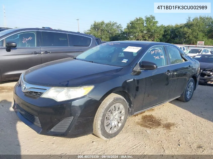 4T1BD1FK3CU002989 2012 Toyota Camry Hybrid Le