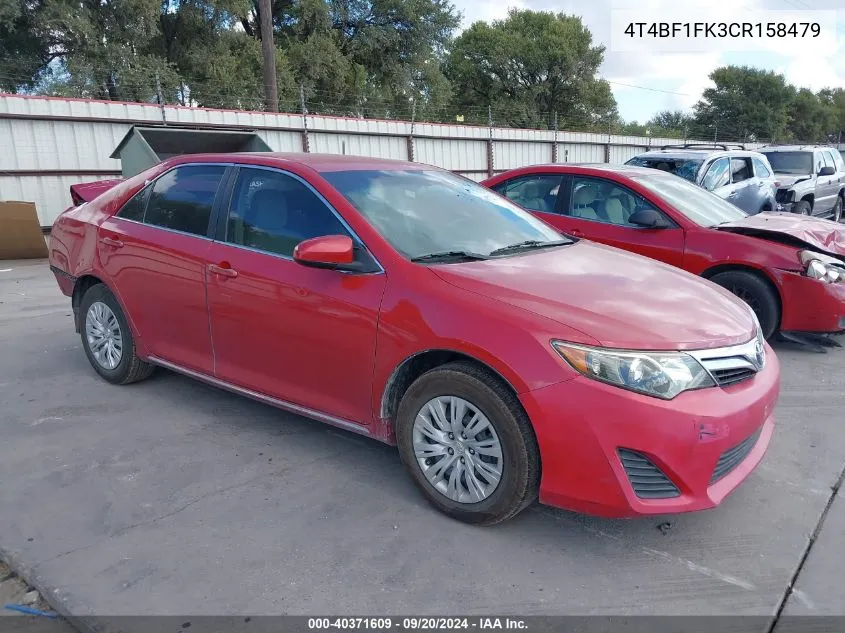 2012 Toyota Camry Le VIN: 4T4BF1FK3CR158479 Lot: 40371609