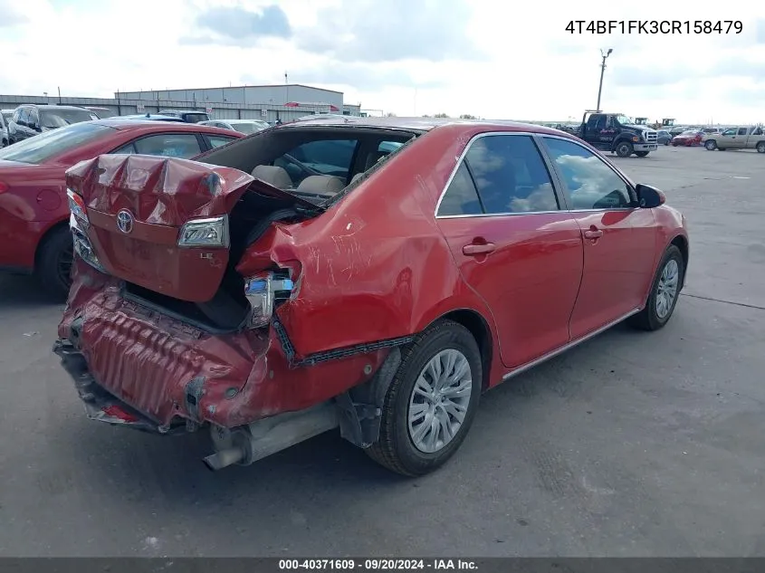 2012 Toyota Camry Le VIN: 4T4BF1FK3CR158479 Lot: 40371609