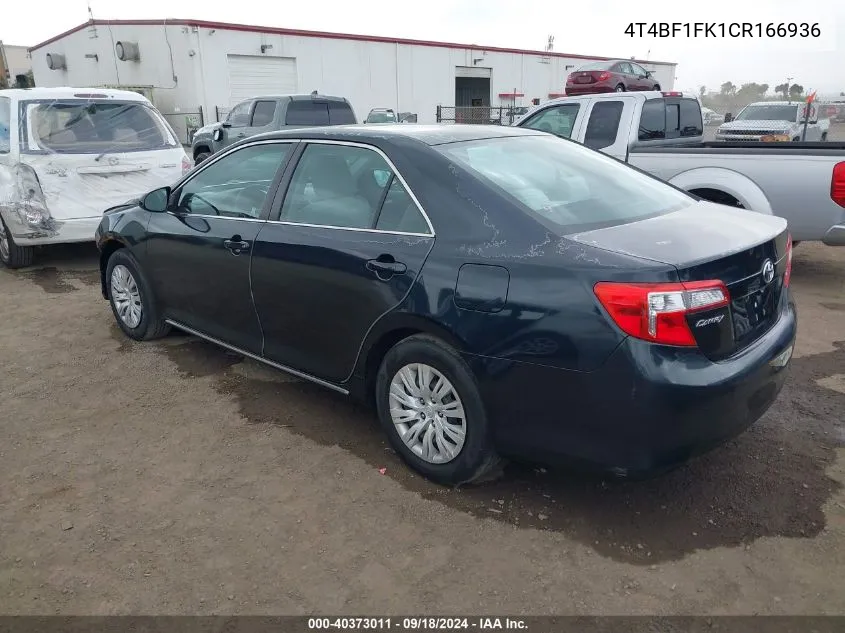 2012 Toyota Camry Le VIN: 4T4BF1FK1CR166936 Lot: 40373011