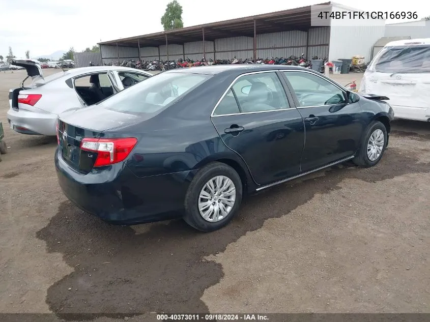 2012 Toyota Camry Le VIN: 4T4BF1FK1CR166936 Lot: 40373011