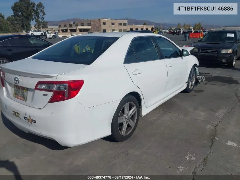 2012 Toyota Camry Se VIN: 4T1BF1FK8CU146886 Lot: 40374778