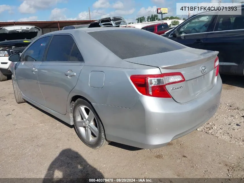 2012 Toyota Camry Se VIN: 4T1BF1FK4CU071393 Lot: 40379475