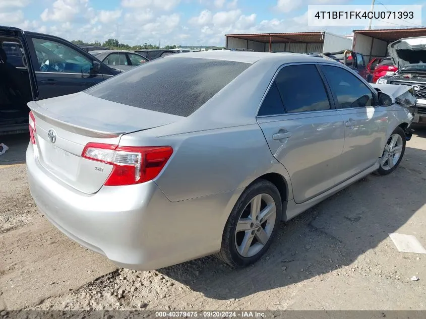 2012 Toyota Camry Se VIN: 4T1BF1FK4CU071393 Lot: 40379475