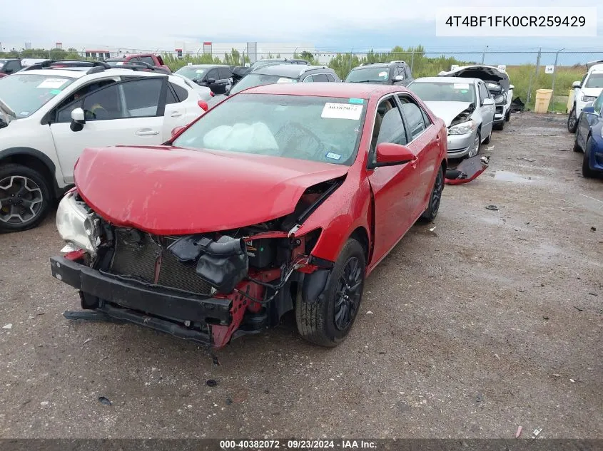 4T4BF1FK0CR259429 2012 Toyota Camry Se/Le/Xle