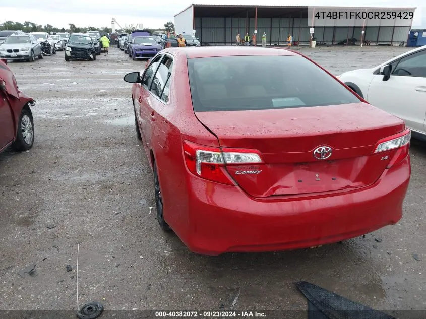 4T4BF1FK0CR259429 2012 Toyota Camry Se/Le/Xle