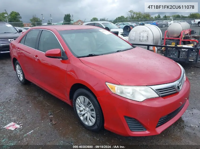 4T1BF1FK2CU611078 2012 Toyota Camry L