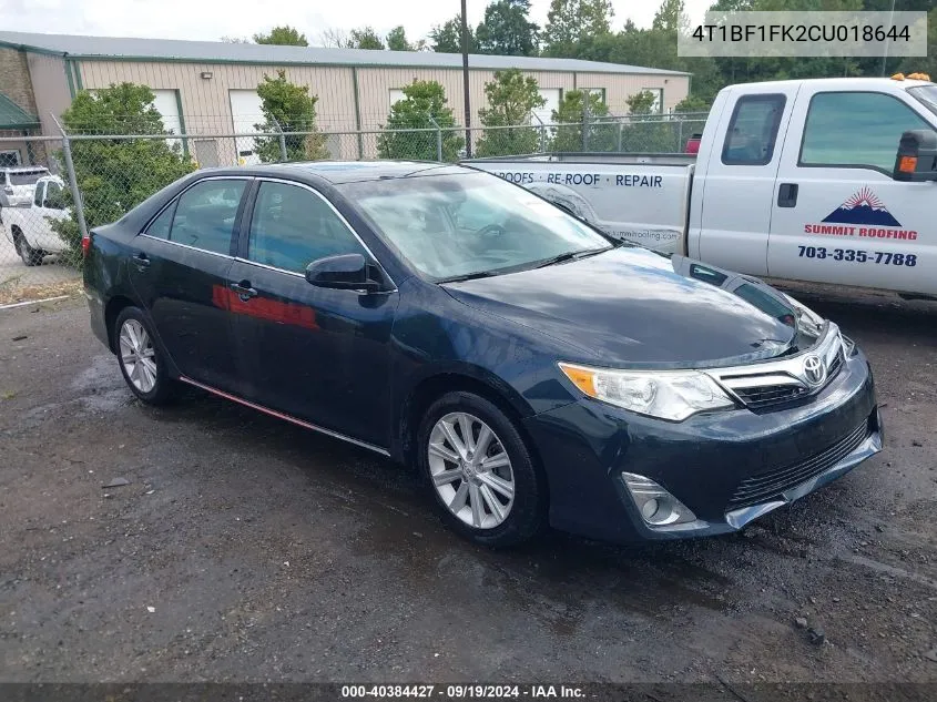 2012 Toyota Camry Xle VIN: 4T1BF1FK2CU018644 Lot: 40384427