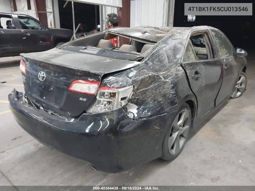 4T1BK1FK5CU013546 2012 Toyota Camry Se V6