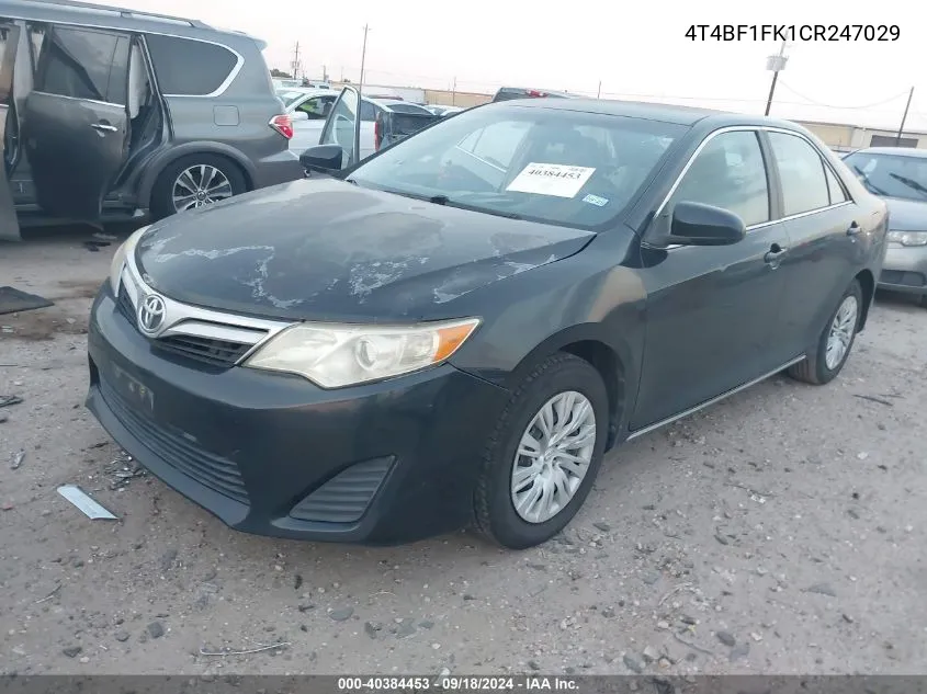 4T4BF1FK1CR247029 2012 Toyota Camry Le