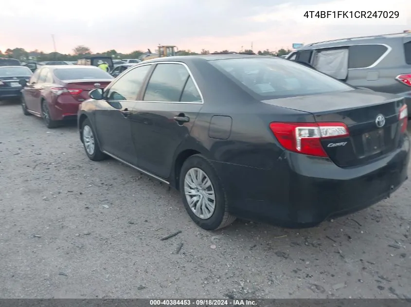 4T4BF1FK1CR247029 2012 Toyota Camry Le