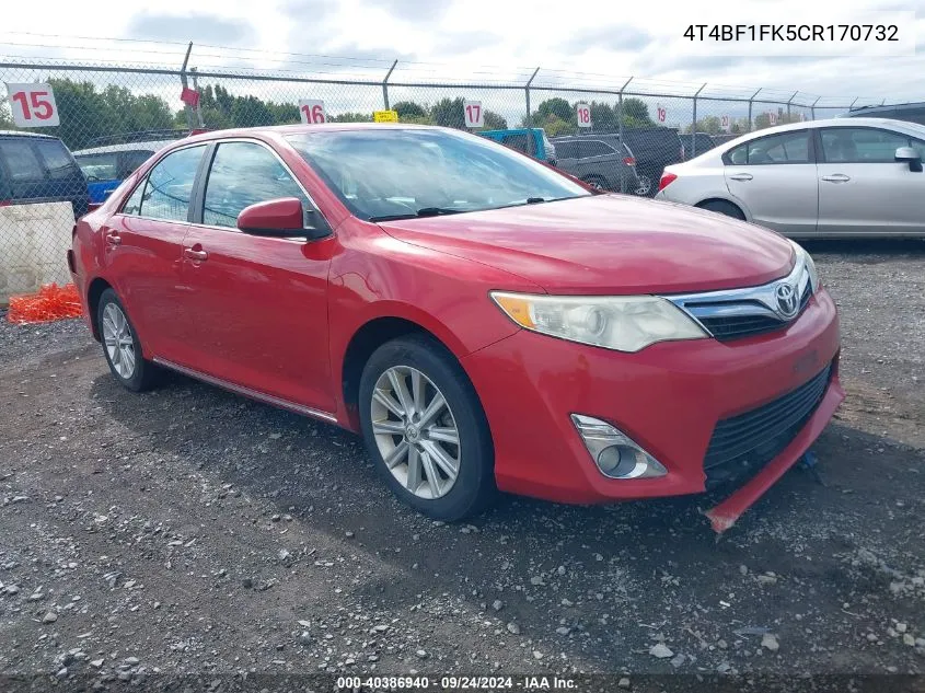 2012 Toyota Camry Xle VIN: 4T4BF1FK5CR170732 Lot: 40386940