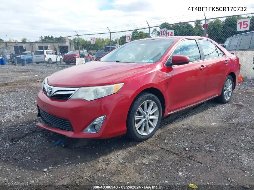 2012 Toyota Camry Xle VIN: 4T4BF1FK5CR170732 Lot: 40386940