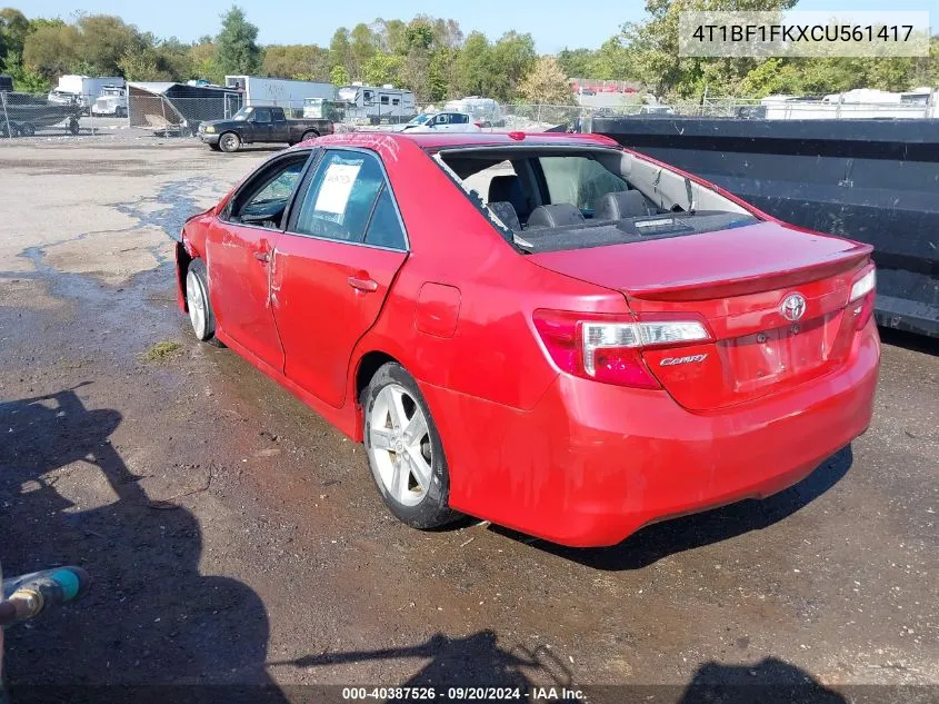 2012 Toyota Camry Se VIN: 4T1BF1FKXCU561417 Lot: 40387526