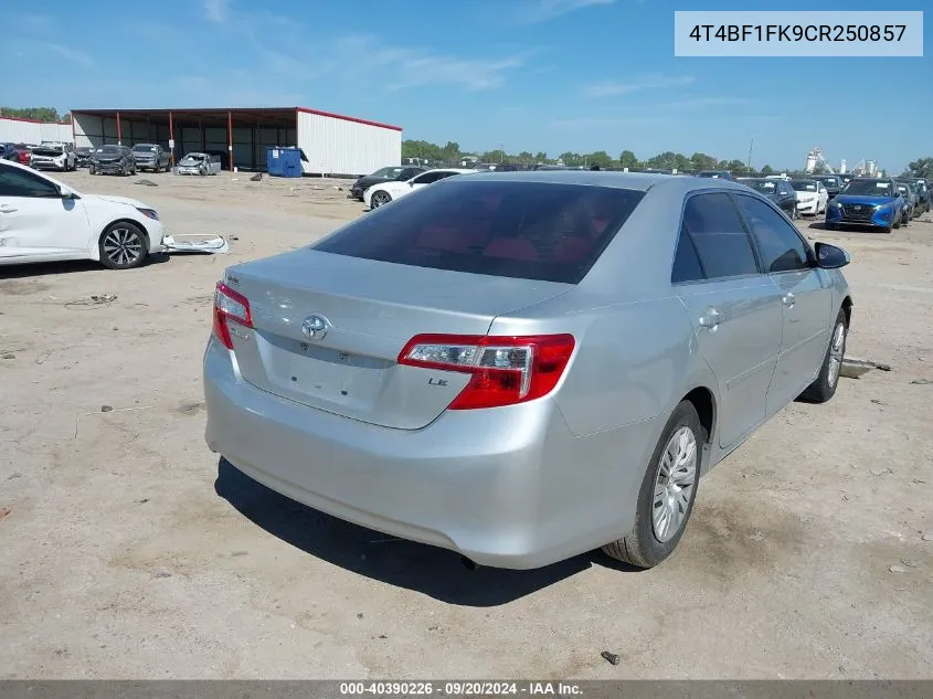 2012 Toyota Camry Le VIN: 4T4BF1FK9CR250857 Lot: 40390226