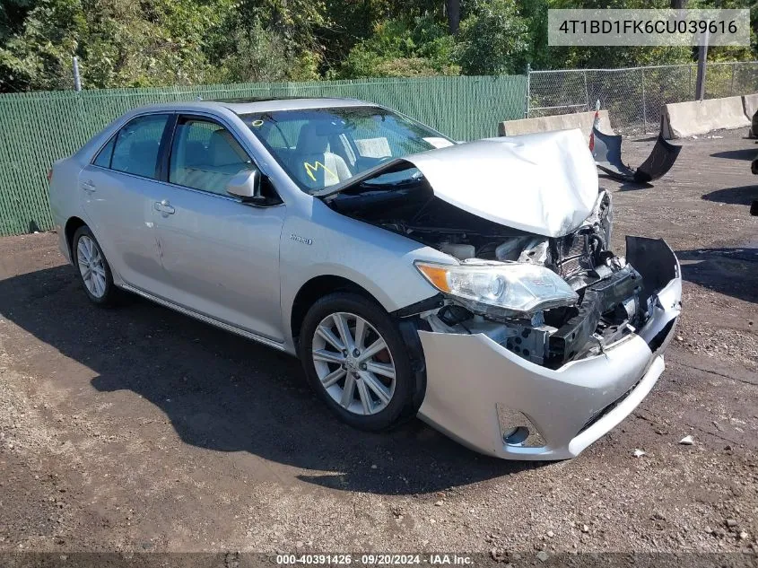 2012 Toyota Camry Hybrid Xle VIN: 4T1BD1FK6CU039616 Lot: 40391426