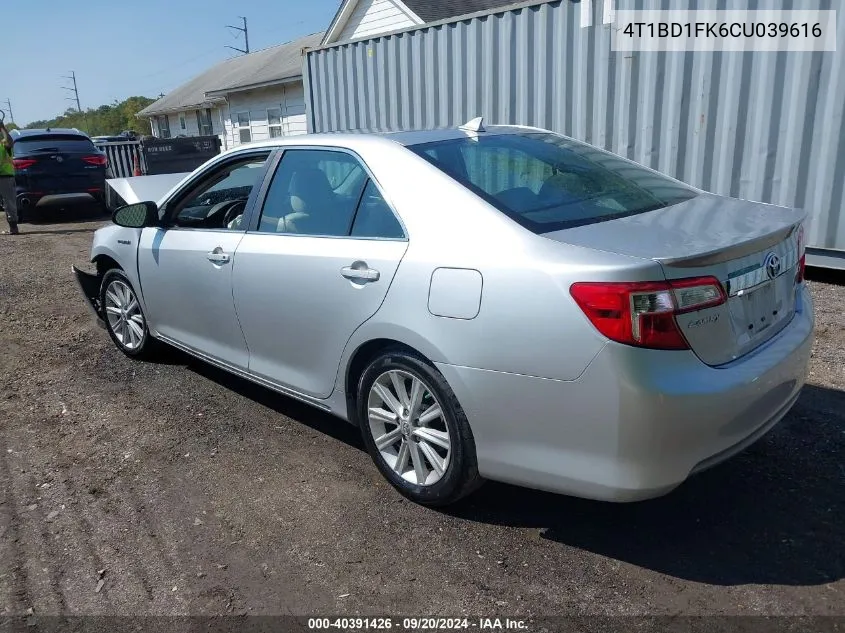 2012 Toyota Camry Hybrid Xle VIN: 4T1BD1FK6CU039616 Lot: 40391426