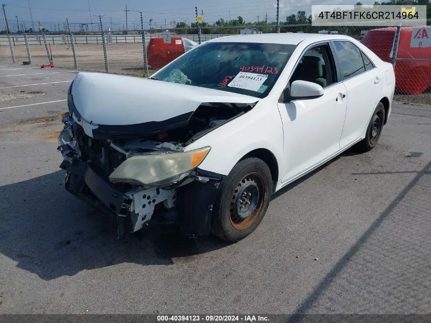 4T4BF1FK6CR214964 2012 Toyota Camry Le