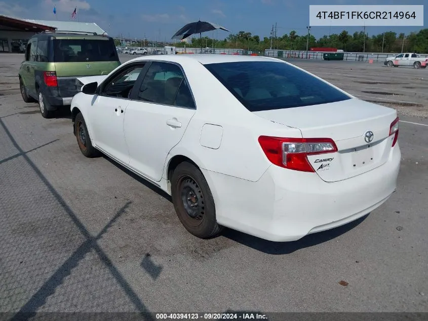 4T4BF1FK6CR214964 2012 Toyota Camry Le