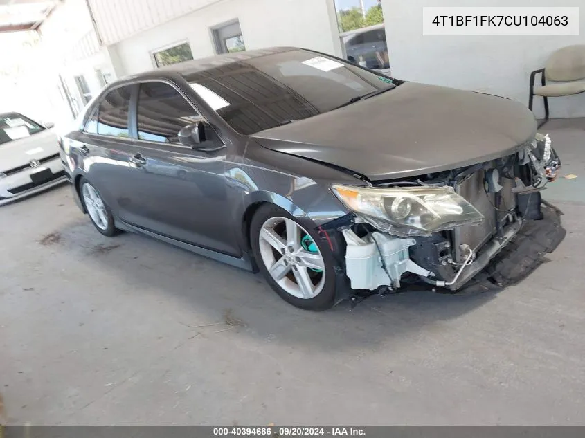 2012 Toyota Camry Se VIN: 4T1BF1FK7CU104063 Lot: 40394686