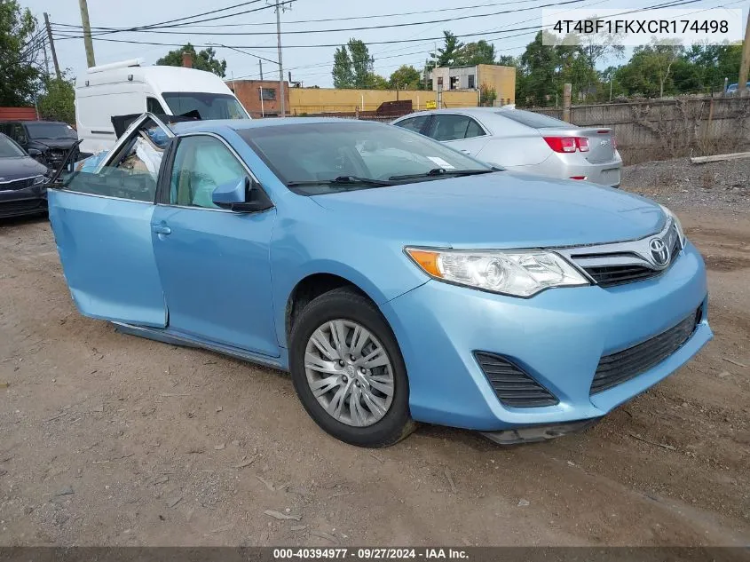 2012 Toyota Camry Le VIN: 4T4BF1FKXCR174498 Lot: 40394977