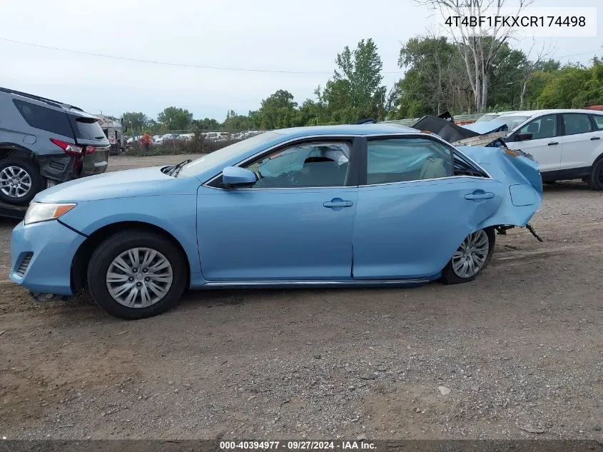 2012 Toyota Camry Le VIN: 4T4BF1FKXCR174498 Lot: 40394977