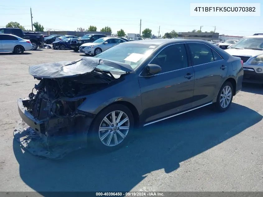 2012 Toyota Camry Xle VIN: 4T1BF1FK5CU070382 Lot: 40396450