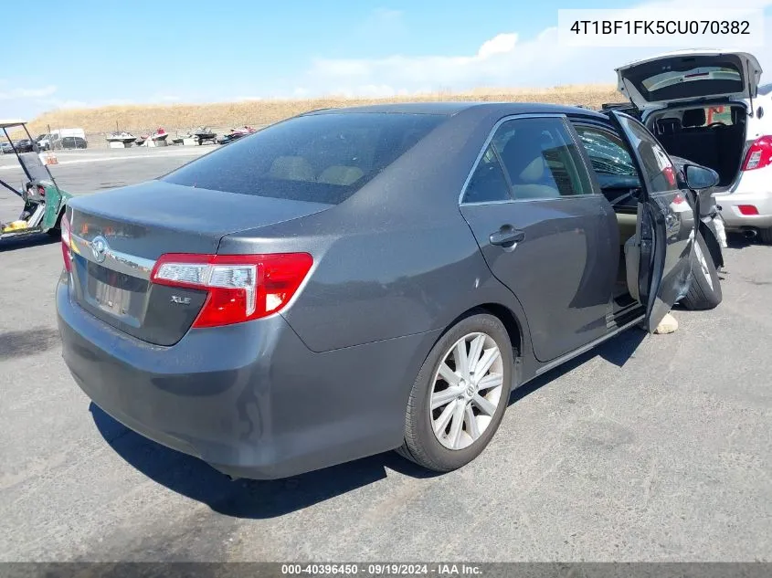 2012 Toyota Camry Xle VIN: 4T1BF1FK5CU070382 Lot: 40396450