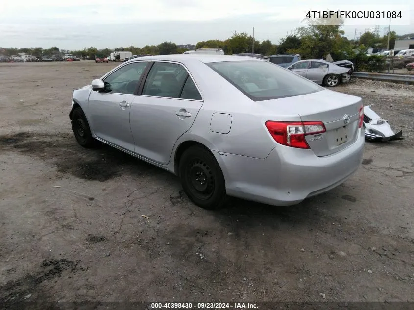 2012 Toyota Camry Le VIN: 4T1BF1FK0CU031084 Lot: 40398430