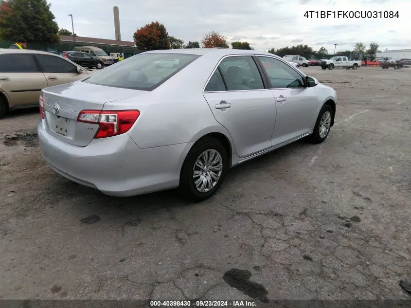 2012 Toyota Camry Le VIN: 4T1BF1FK0CU031084 Lot: 40398430