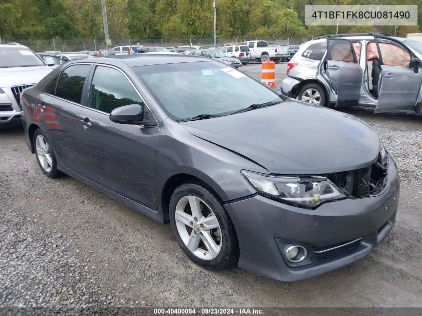 2012 Toyota Camry Se VIN: 4T1BF1FK8CU081490 Lot: 40400054