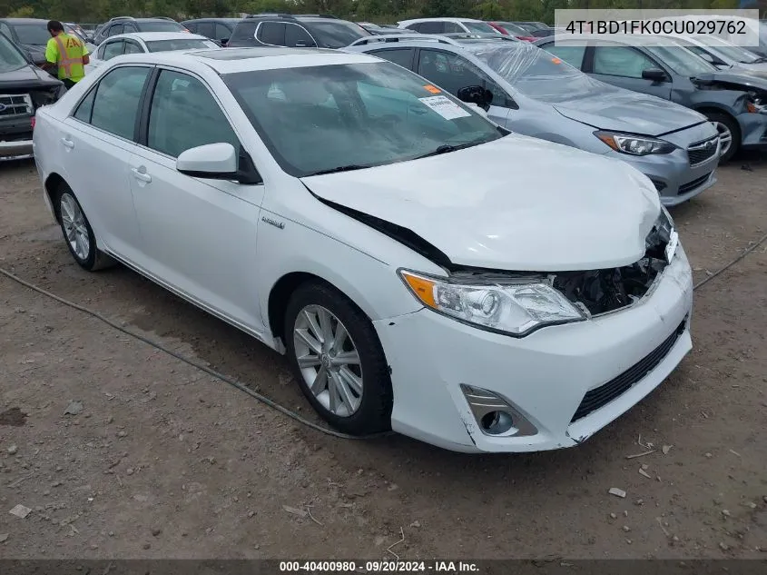 2012 Toyota Camry Hybrid Xle VIN: 4T1BD1FK0CU029762 Lot: 40400980