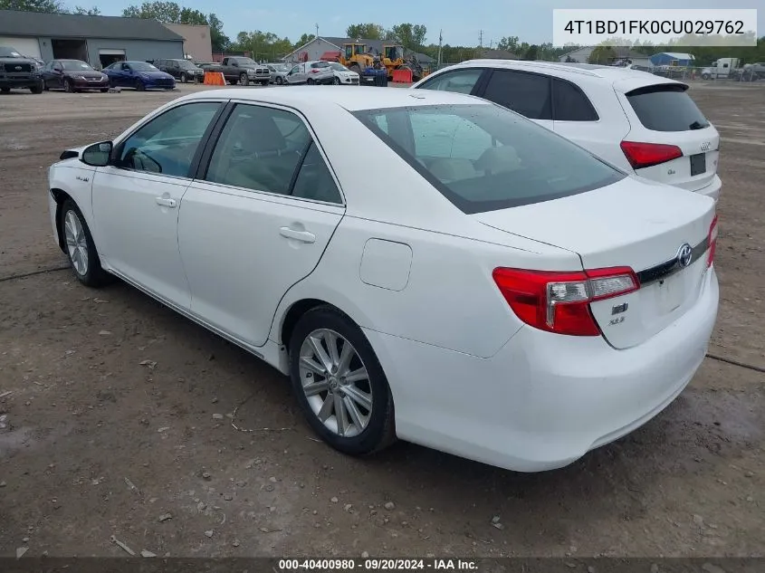 2012 Toyota Camry Hybrid Xle VIN: 4T1BD1FK0CU029762 Lot: 40400980