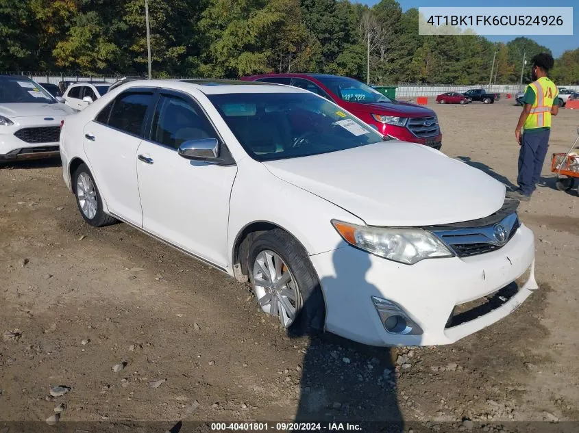 2012 Toyota Camry Xle V6 VIN: 4T1BK1FK6CU524926 Lot: 40401801