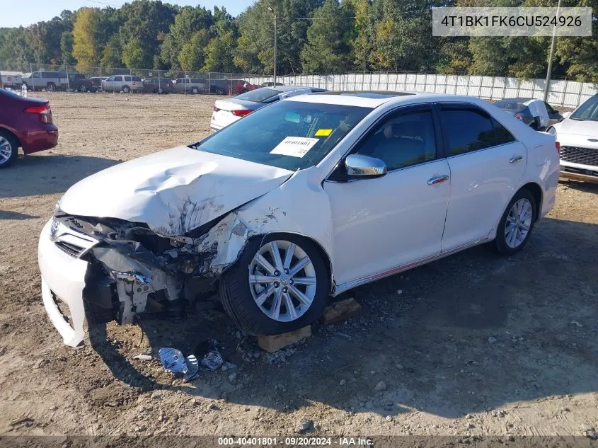 2012 Toyota Camry Xle V6 VIN: 4T1BK1FK6CU524926 Lot: 40401801