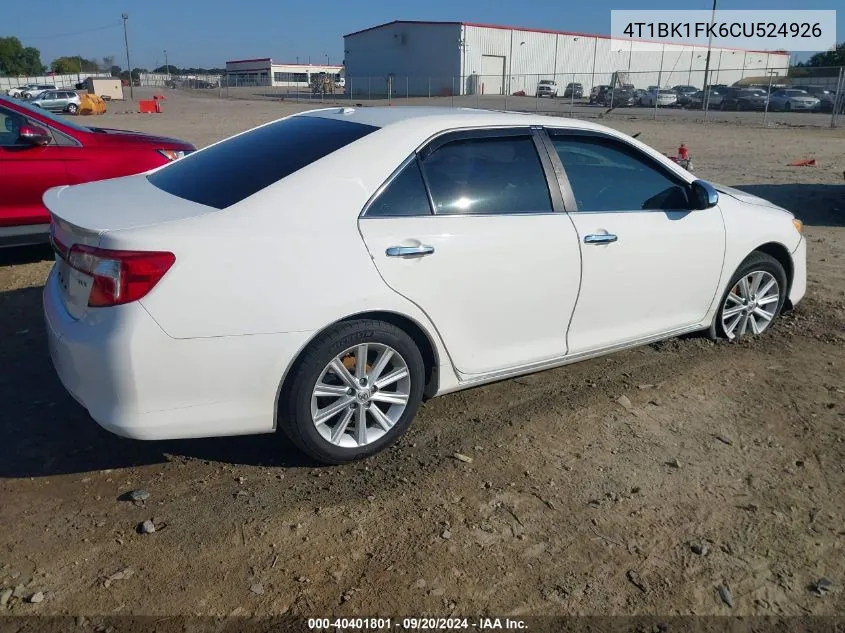 4T1BK1FK6CU524926 2012 Toyota Camry Xle V6