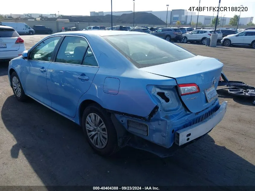 2012 Toyota Camry Le VIN: 4T4BF1FK2CR188220 Lot: 40404388