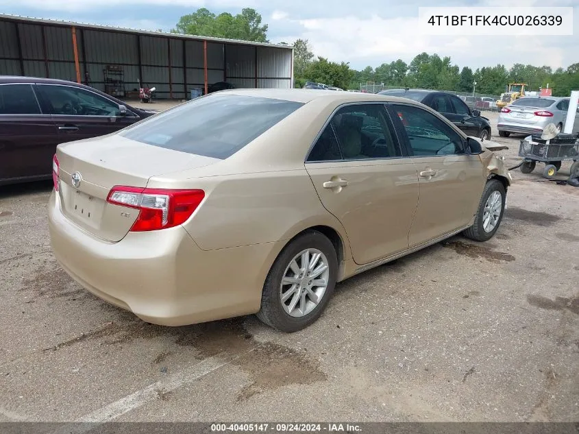 4T1BF1FK4CU026339 2012 Toyota Camry Se/Le/Xle