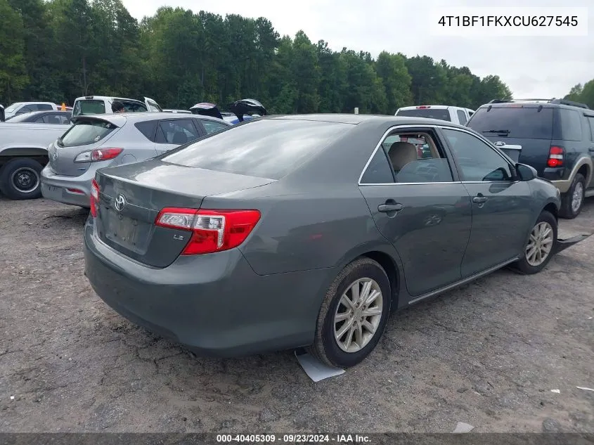 2012 Toyota Camry Le VIN: 4T1BF1FKXCU627545 Lot: 40405309