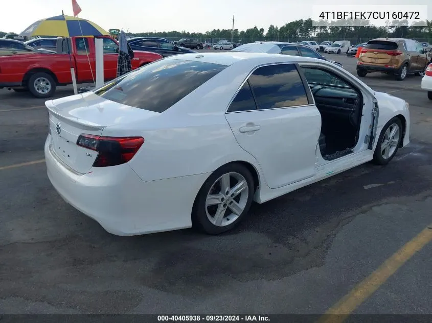 2012 Toyota Camry Se VIN: 4T1BF1FK7CU160472 Lot: 40405938