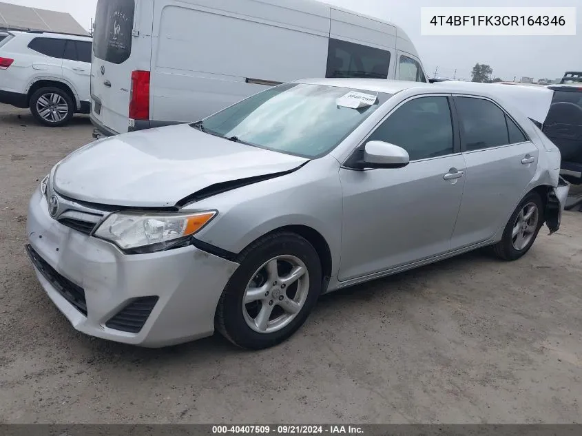 4T4BF1FK3CR164346 2012 Toyota Camry Le