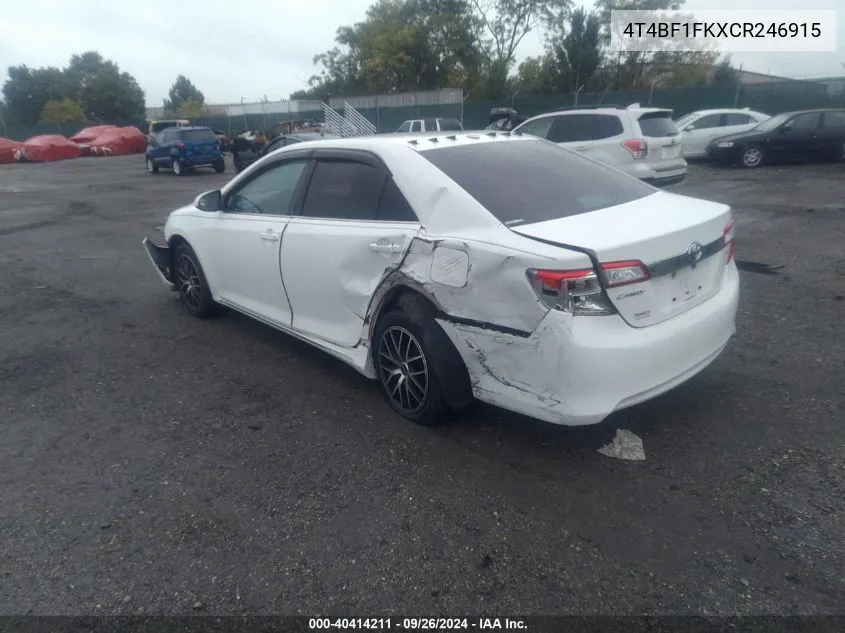 2012 Toyota Camry Xle VIN: 4T4BF1FKXCR246915 Lot: 40414211