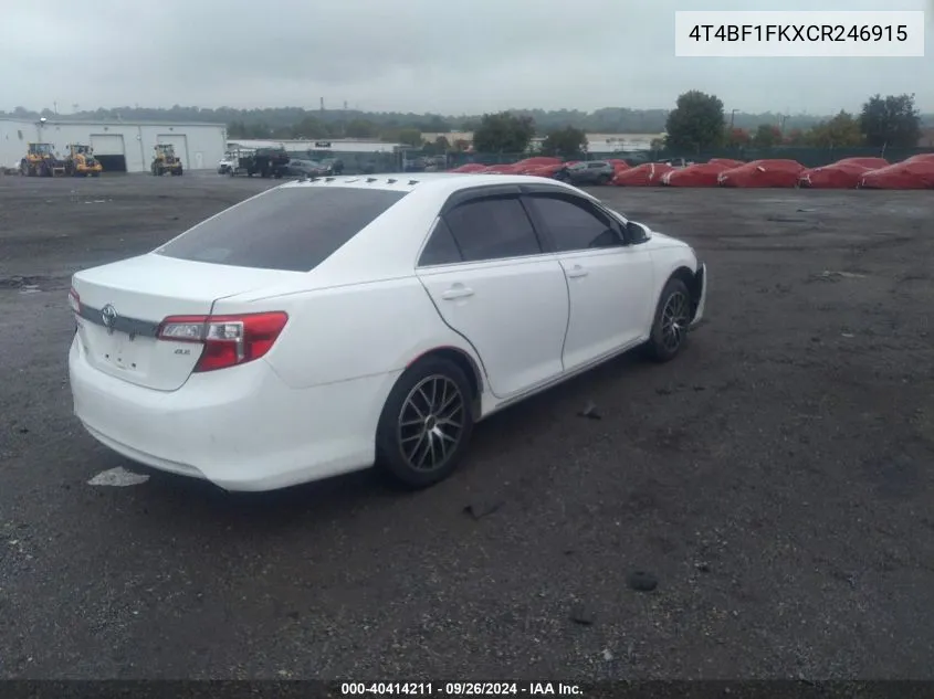 2012 Toyota Camry Xle VIN: 4T4BF1FKXCR246915 Lot: 40414211