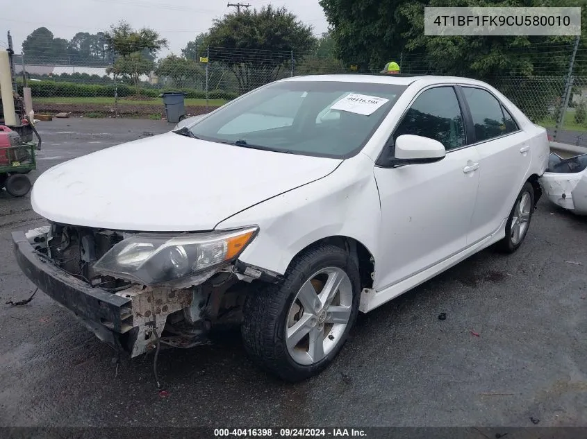 2012 Toyota Camry Se VIN: 4T1BF1FK9CU580010 Lot: 40416398