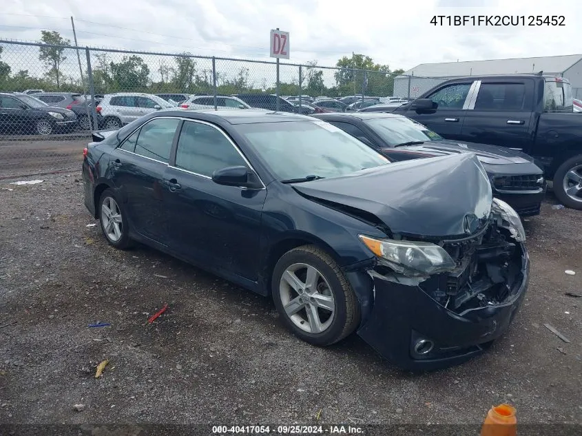 2012 Toyota Camry Se VIN: 4T1BF1FK2CU125452 Lot: 40417054