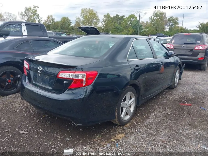 2012 Toyota Camry Se VIN: 4T1BF1FK2CU125452 Lot: 40417054